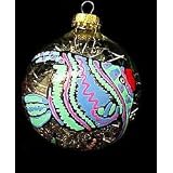 Angel Fish Design - Hand Painted - Heavy Glass Ornament - 3.25 inch diameter by BELLISSIMO!