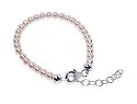 Swarovski Pink Faux Pearl Kids Sterling Silver 5.5" 6" 6.5" 7" Adjustable Bracelet Lobster Clasp