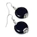 Flat Round Black Gemstone Drop Earrings Fashion Jewelry