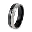 Black Plated Grooved Polished Titanium Ring (6.0mm) - Sizes 8 - 13