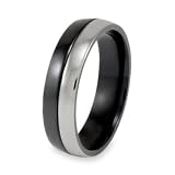 Black Plated Grooved Polished Titanium Ring (6.0mm) - Sizes 8 - 13
