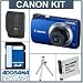 Canon PowerShot A3300 IS Digital Camera Kit - Blue - with 8GB SD Memory Card, Camera Case, Table Top Tripod, Spare NB-8L Type Lithium-ion Battery