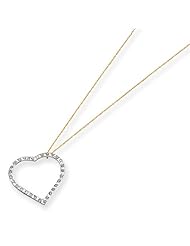 14k Yellow Gold Diamond 18in Large Heart Necklace w/ Gift Box. Wt- 0.87g