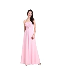 Strapless Empire   Waistline Crystals Lace Sequined Crystal Pleated Floor Length Chiffon Evening Dress/Bridesmaid Dress/Wedding Party Dress 