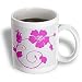 Bright Pink Hawaiian Flowers on A Light Gray Background - 11oz Mug