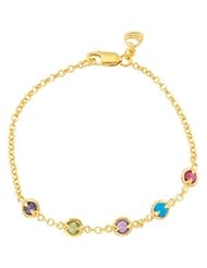 Missoma® Multi Gemstone Bracelet or Necklace 18Ky Vermeil Pnk Tourm,Turq,Amet,Per,Iolite 07.00 Inch 69697