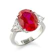 Rhodium Plated Brass Ring with Ruby Colored CZ