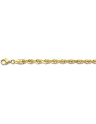 14K 22" Yellow Gold 4.0mm Polish Solid Diamond Cut Royal Rope Chain With Pear Shape Clasp