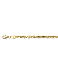 14K 20" Yellow Gold 4.0mm Polish Solid Diamond Cut Royal Rope Chain With Pear Shape Clasp