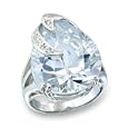 Bague femme Anaelle solitaire cabochon couleur argent - Oxyde de zirconium imitation diamant