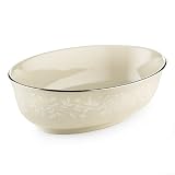 Lenox Linen Rose Bone China Platinum Banded Open Vegetable Bowl