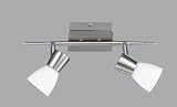 Trio Halogen Balken mit Schalter Nickel matt Glas opal matt Länge 33 cm Glas Ø 6 cm
