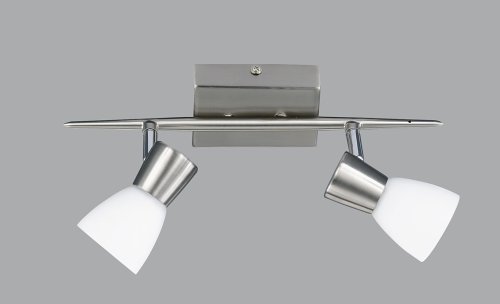 Trio Halogen Balken mit Schalter Nickel matt Glas opal matt Länge 33 cm Glas Ø 6 cm