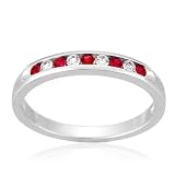 Imagine Designs Ruby and Diamond Stackable Band 1/10ctw