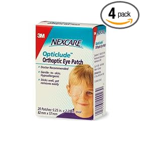 Nexcare Opticlude Orthoptic Eye Patches, Regular Size, 20-Count Boxes (Pack of 4)