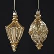 Pack of 6 Ornate Glass Antique Gold Finial Christmas Ornaments 6"