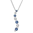 14K White Gold 1 ct. Alternating Blue and White Diamond "Journey of Love" Curve Pendant with Chain