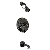 Kingston Brass NB36300AX Water Onyx Pressure Balanced Tub and Shower Faucet with Metal Cross Handle,