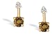 14K Yellow Gold Genuine Round Smoky Quartz and Diamond Drop Earrings