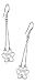 Sterling Silver Paw Print Silhouette Drop Earrings on French Wires.