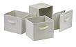 Capri Set of 4 Foldable Beige Fabric Baskets By Winsome Wood