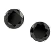 Sterling Silver Black CZ Round Earrings