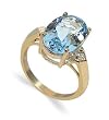 Genuine 14 KT Yellow Gold Blue Topaz Gemstone Ring 14K Band Size 7