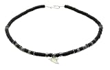 Image of Surf Style Coco Wood Bead & Hematite Necklace With Sharks Tooth - A
