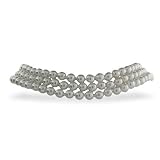 Eve's Addiction Sterling Silver White Pearl Choker Necklace
