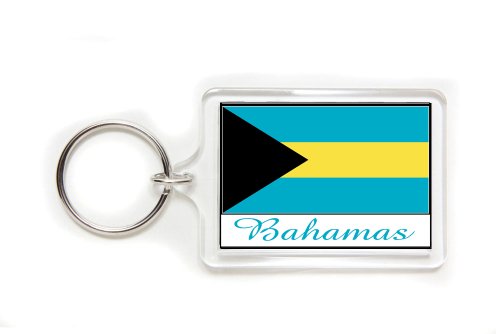 Souvenir Bahamas Bahamian Flag Double Sided Acrylic Key Ring Medium Keyring Keychain Stocking Stuffer