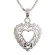 Rhodium Plated 925 Silver Heart Shaped Pendant Necklace with 18 Sterling Silver Chain-SN3101