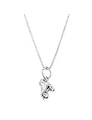 Sterling Silver Three Dimensional Small Single Roller Skate Necklace