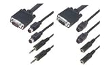 Male-Female Super KVM Cables Combine HD15 Video + 2 Mini DIN 6 + 2 3.5mm Lines 100.0 FEET