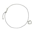 Cubic Zirconia Open Heart Charm Silver Anklet