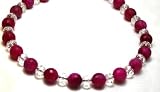 Agate Necklaces 14mm Natural Bostwana Agate with Crystal Swarovsky Beads Beaded Necklace 17" Long