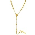 Sterling Silver Gold Plated Rosary Necklace with Cross Charm - 23 in.