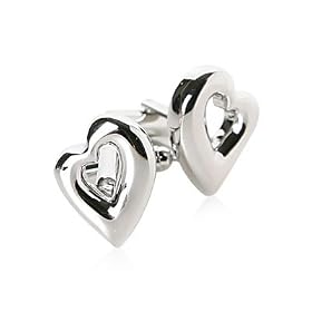 Silver Valentine's Day Heart Cufflinks with Presentation Box