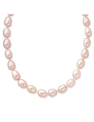 14k Yellow Gold 24in 7.5mm Pink Potato Shape Freshwater Cultured Pearl Necklace
