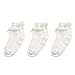 EPEIUS Baby-Girls Non Slip Ruffle Frilly Ankle Socks Pointelle (Pack of 3) White M 1-3 Years