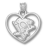 Pittsburgh Penguins Sterling Silver Skating Penguin Heart Pendant