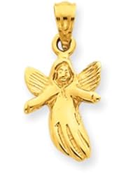 14 Karat Yellow Gold Polished Angel Pendant
