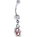 Ncaa Oklahoma Sooners Double Crystalline Gem Belly Ring