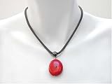 Black Nickel Mesh Necklace with Red Coral Pendant Drop and Toggle Closure 16