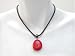 Black Nickel Mesh Necklace with Red Coral Pendant Drop and Toggle Closure 16"
