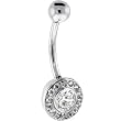 Solid 14kt White Gold Cubic Zirconia Round Belly Ring