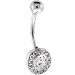 Solid 14kt White Gold Cubic Zirconia Round Belly Ring