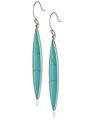 Sterling Silver Long Marquise Inlay Drop Earrings