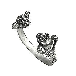 Two Demon Heads Pewter Cuff Bracelet