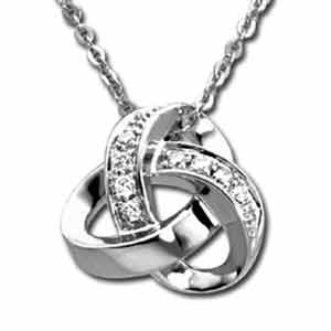 14kt White Gold Stylish Pretzel Diamond Pendant Necklace