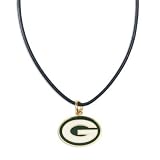 Green Bay Packers Leather Cord Necklace and Enameled Pendant NFL Football Sports Team Logo